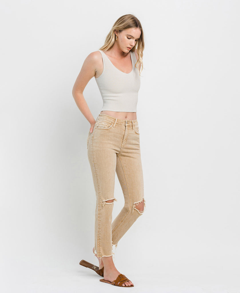 Right 45 degrees product image of Lark - High Rise Ankle Slim Straight Jeans