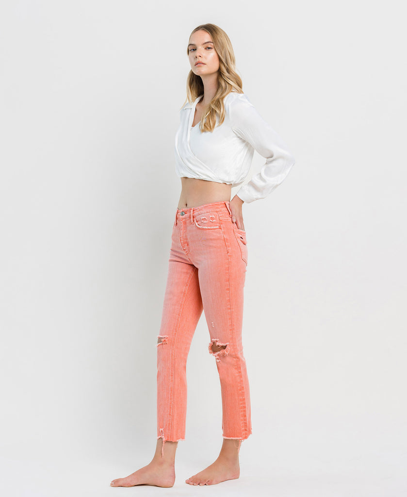 Left 45 degrees product image of Lantana - High Rise Ankle Slim Straight Jeans