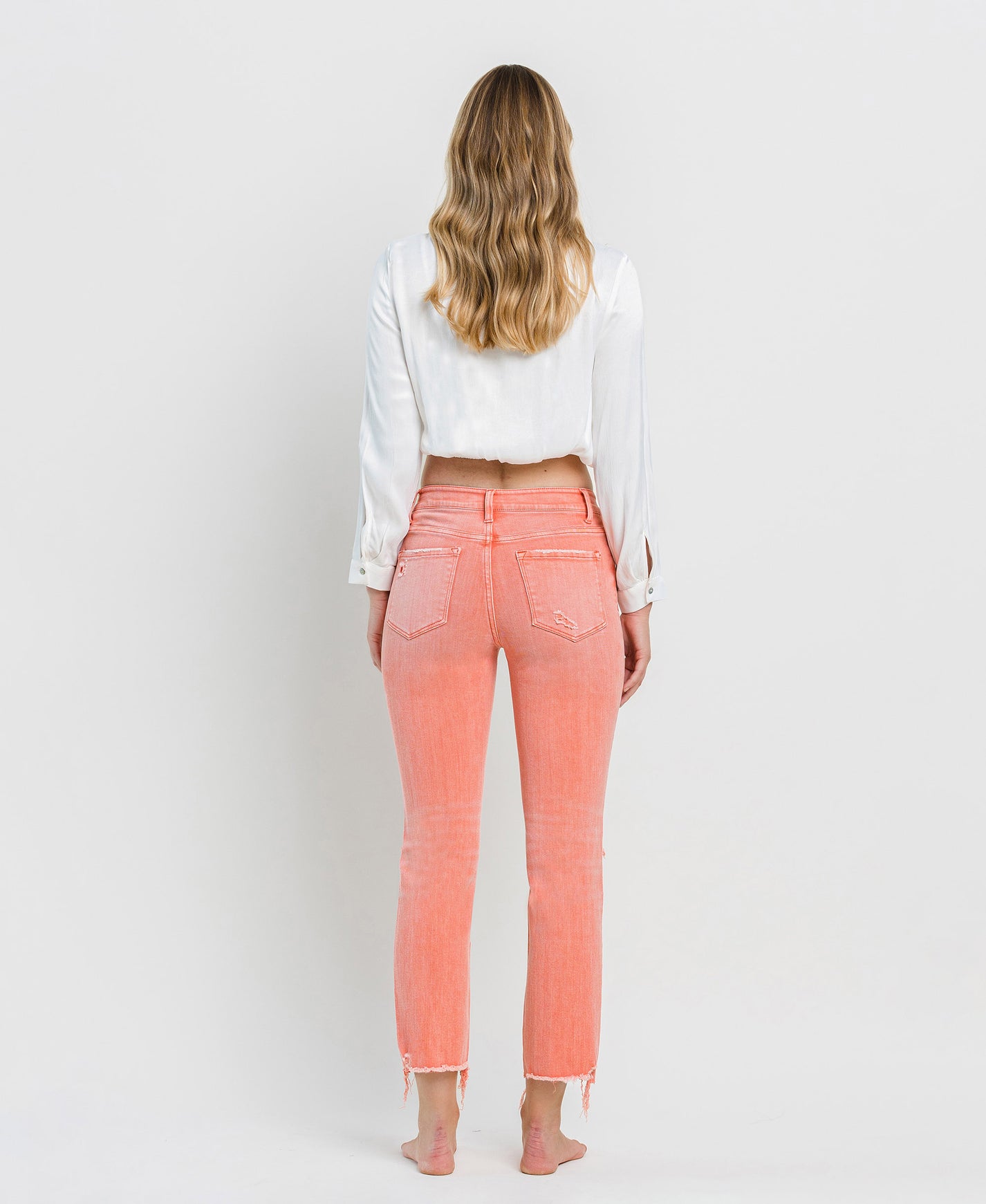 Flying Monkey High Rise Distressed Hem Kick Flare Jeans