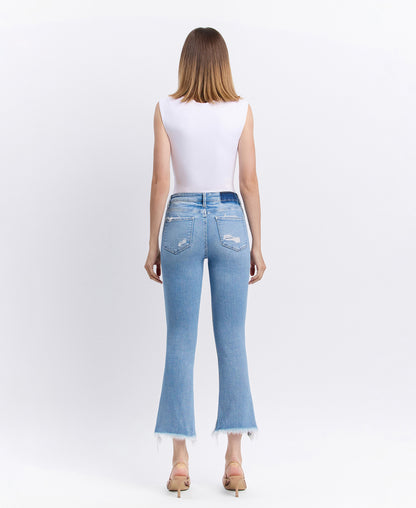 Back product images of Beckons - High Rise Raw Hem Kick Flare Jeans