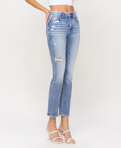 Right 45 degrees product image of Coveniently - High Rise Cropped Slim Straight Jeans