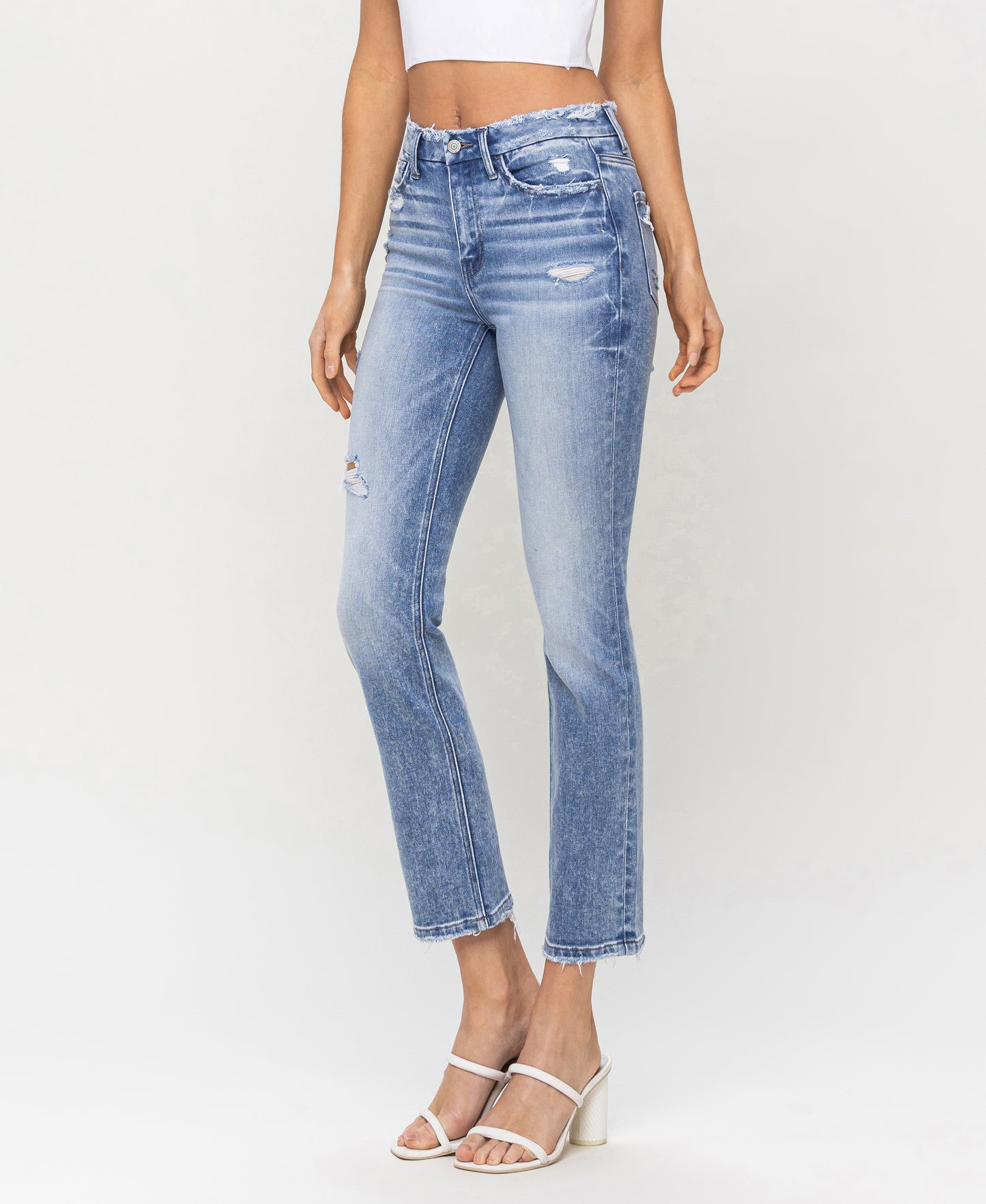 Left 45 degrees product image of Coveniently - High Rise Cropped Slim Straight Jeans