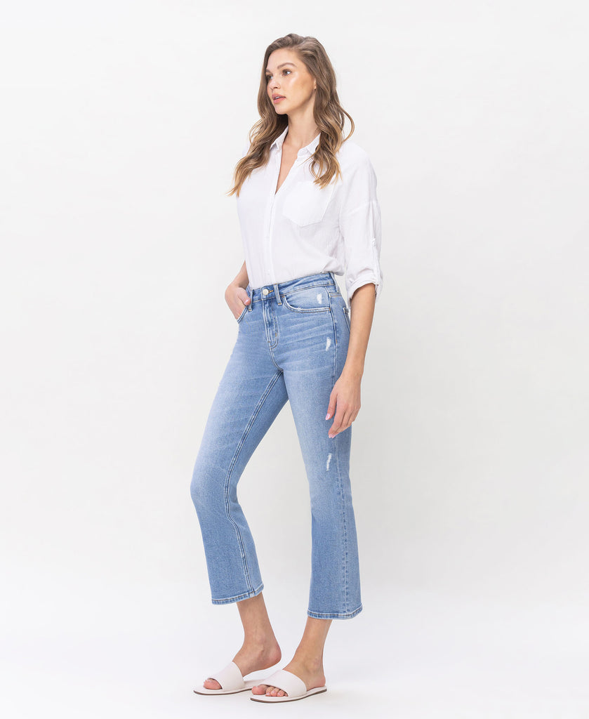 Left 45 degrees product image of Sprightly - High Rise Crop Flare Jeans