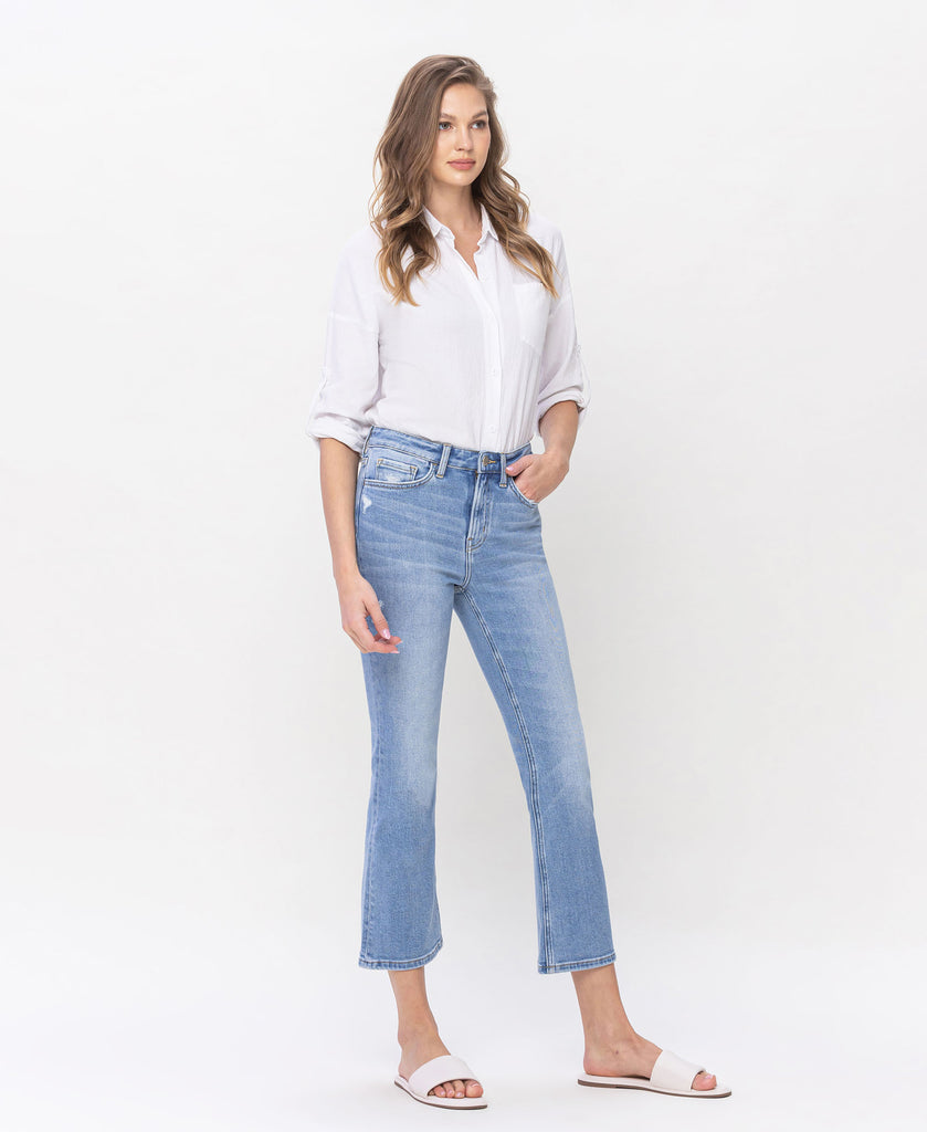 Right 45 degrees product image of Sprightly - High Rise Crop Flare Jeans