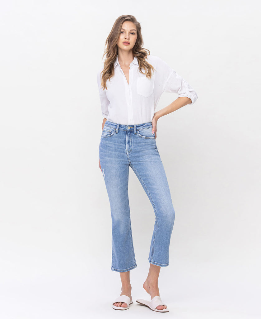 Front product images of Sprightly - High Rise Crop Flare Jeans
