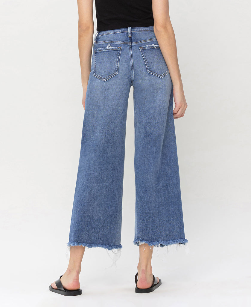 Back product images of Sagacity - High Rise Cropped Wide Leg Jeans