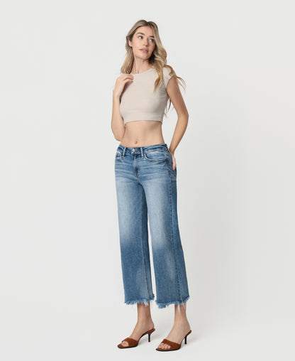 Left 45 degrees product image of Sagacity - High Rise Crop Wide Leg Jeans