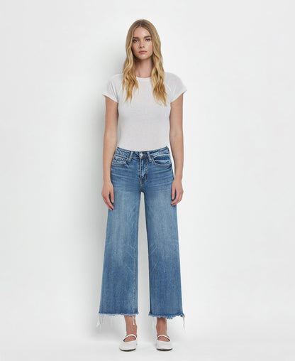 Front product images of Sagacity - High Rise Crop Wide Leg Jeans

