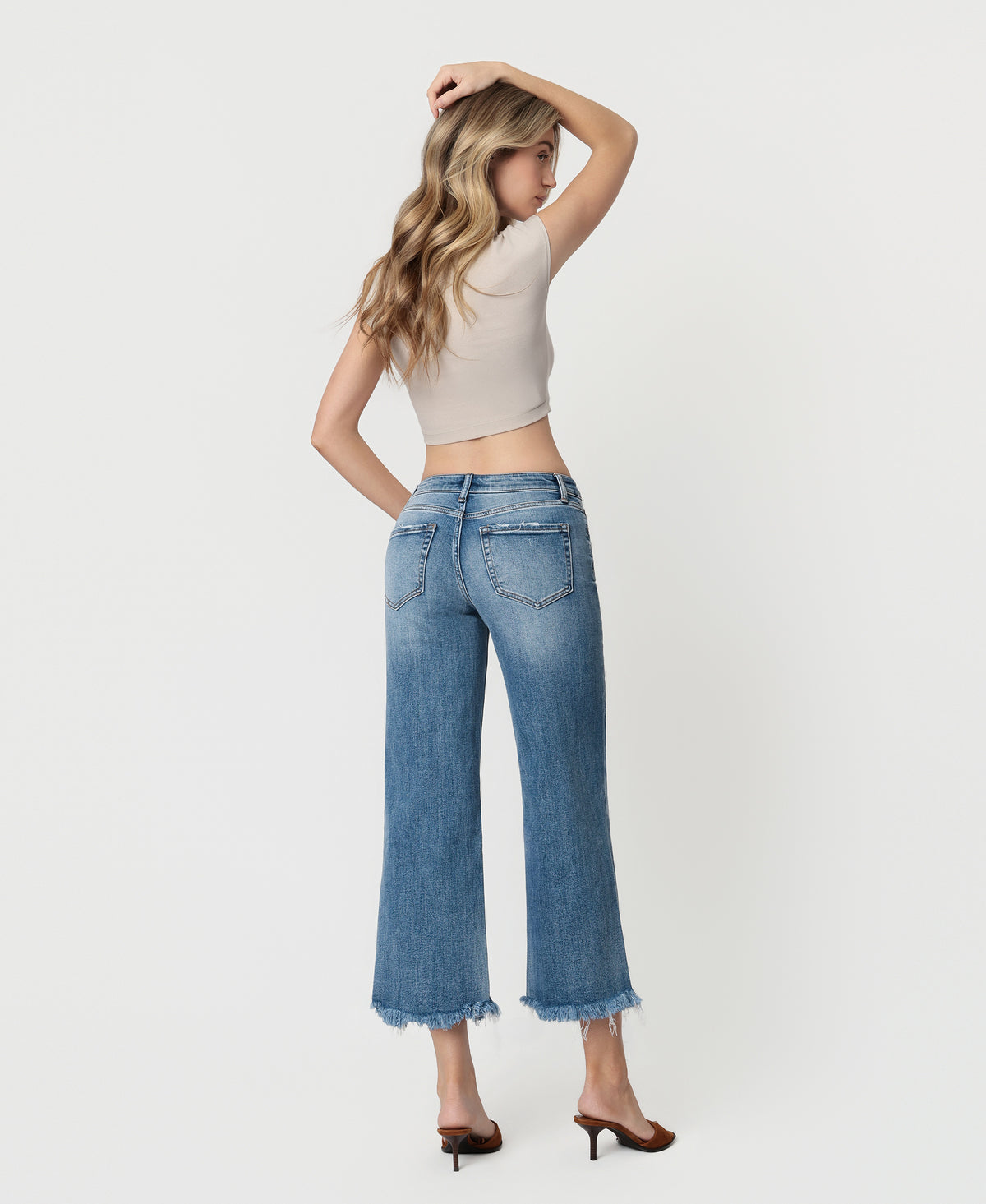 Back product images of Sagacity - High Rise Crop Wide Leg Jeans