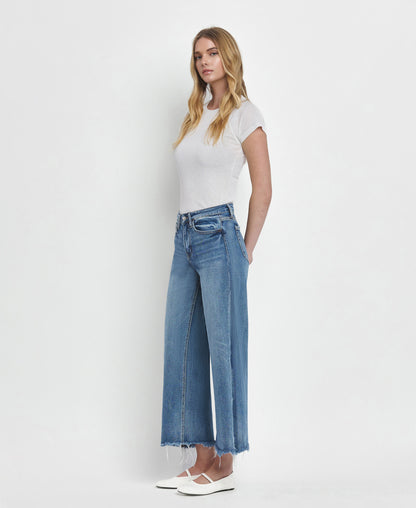 Left 45 degrees product image of Sagacity - High Rise Crop Wide Leg Jeans