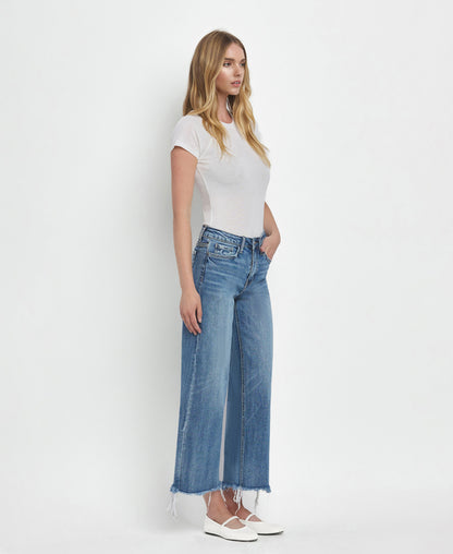 Right 45 degrees product image of Sagacity - High Rise Crop Wide Leg Jeans