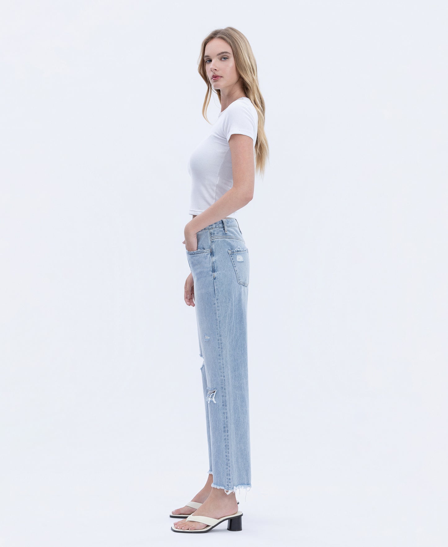 Left side product images of Flexible - Super High Rise Relaxed Straight Jeans