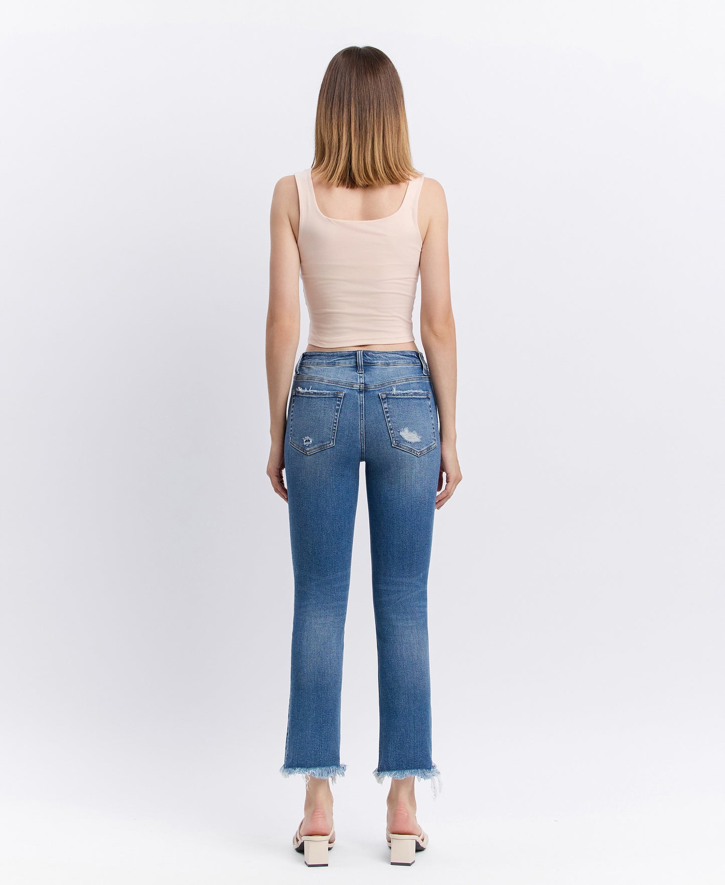 Back product images of Congenial - Mid Rise Crop Slim Straight Jeans