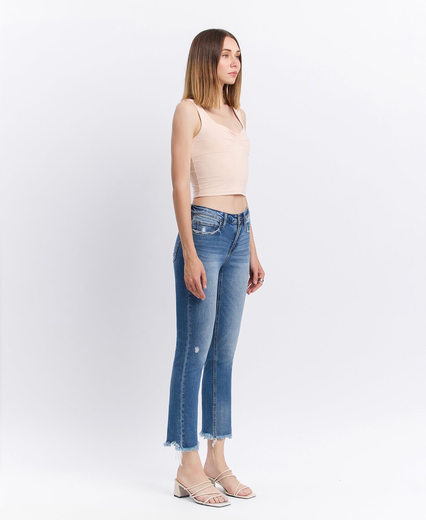 Right 45 degrees product image of Congenial - Mid Rise Crop Slim Straight Jeans