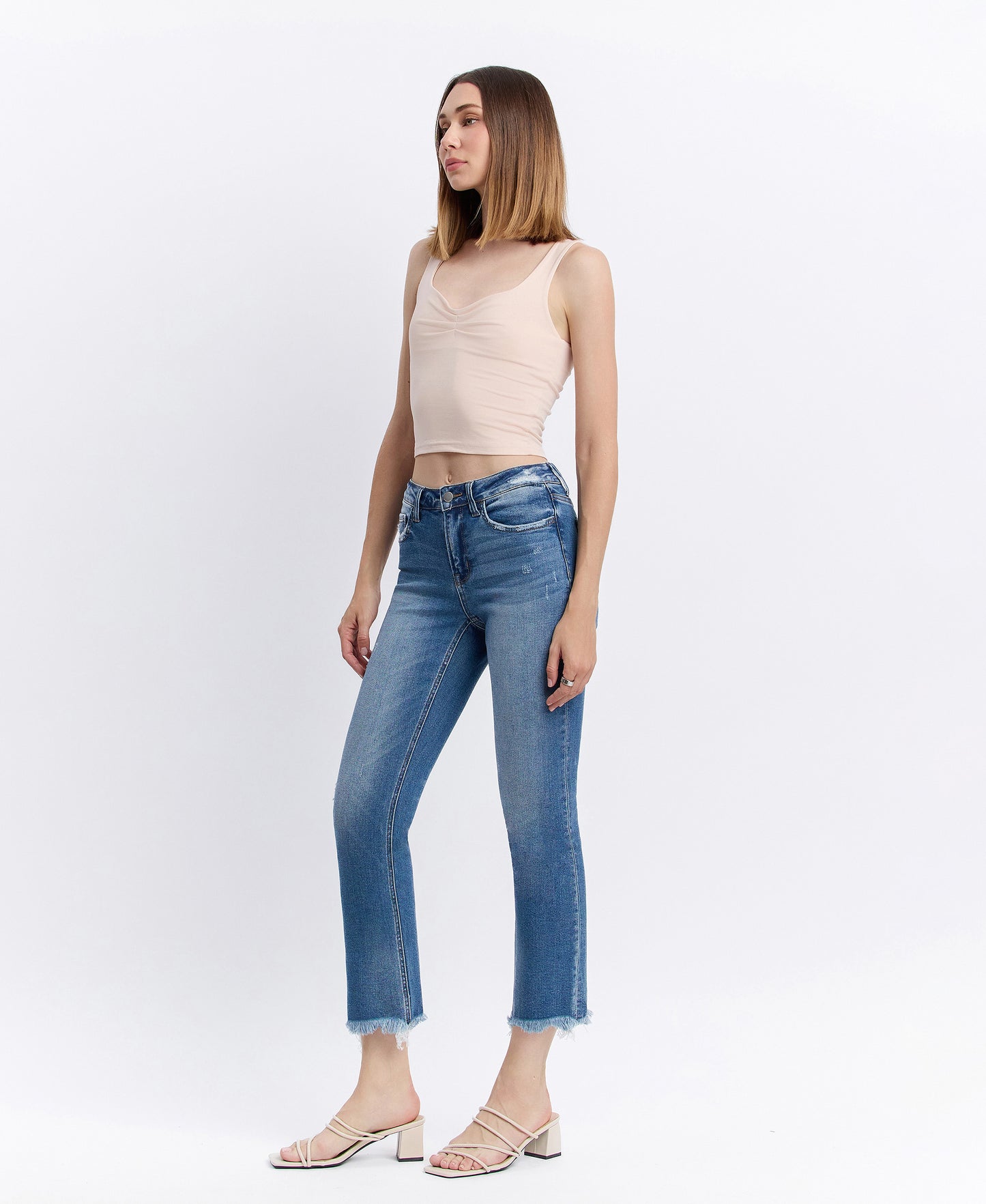 Left 45 degrees product image of Congenial - Mid Rise Crop Slim Straight Jeans