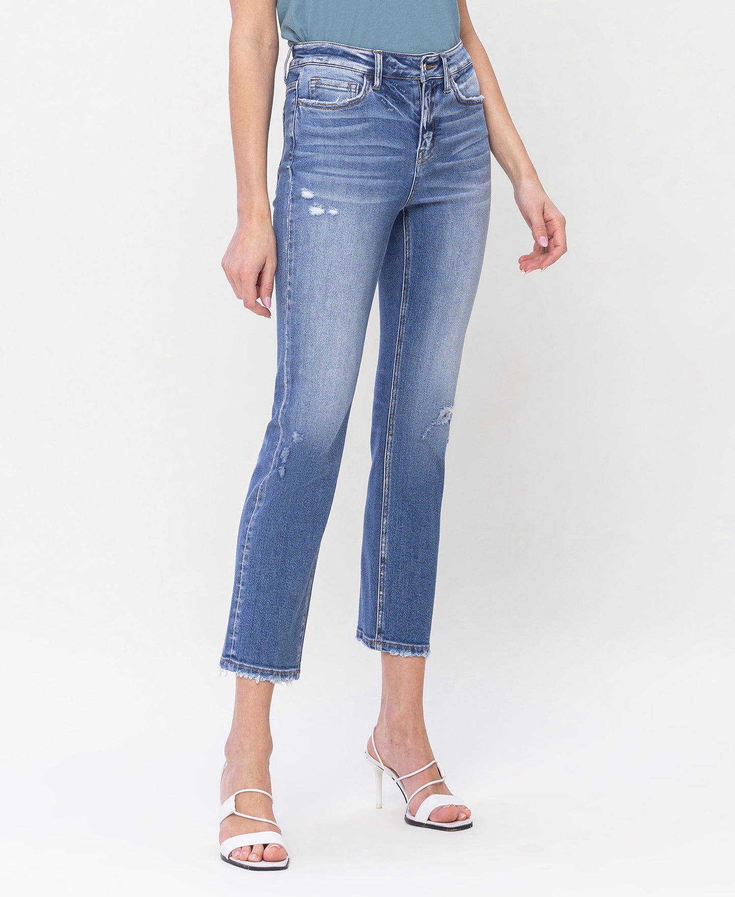 Right 45 degrees product image of Excellant - High Rise Slim Straight Jeans
