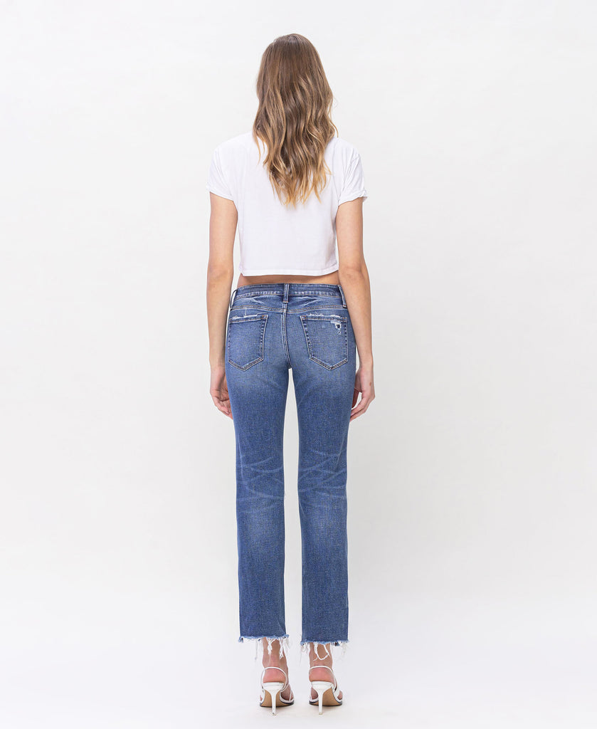 Back product images of Novelty - Low Rise Distress Speckle Split Hem Straight Jeans