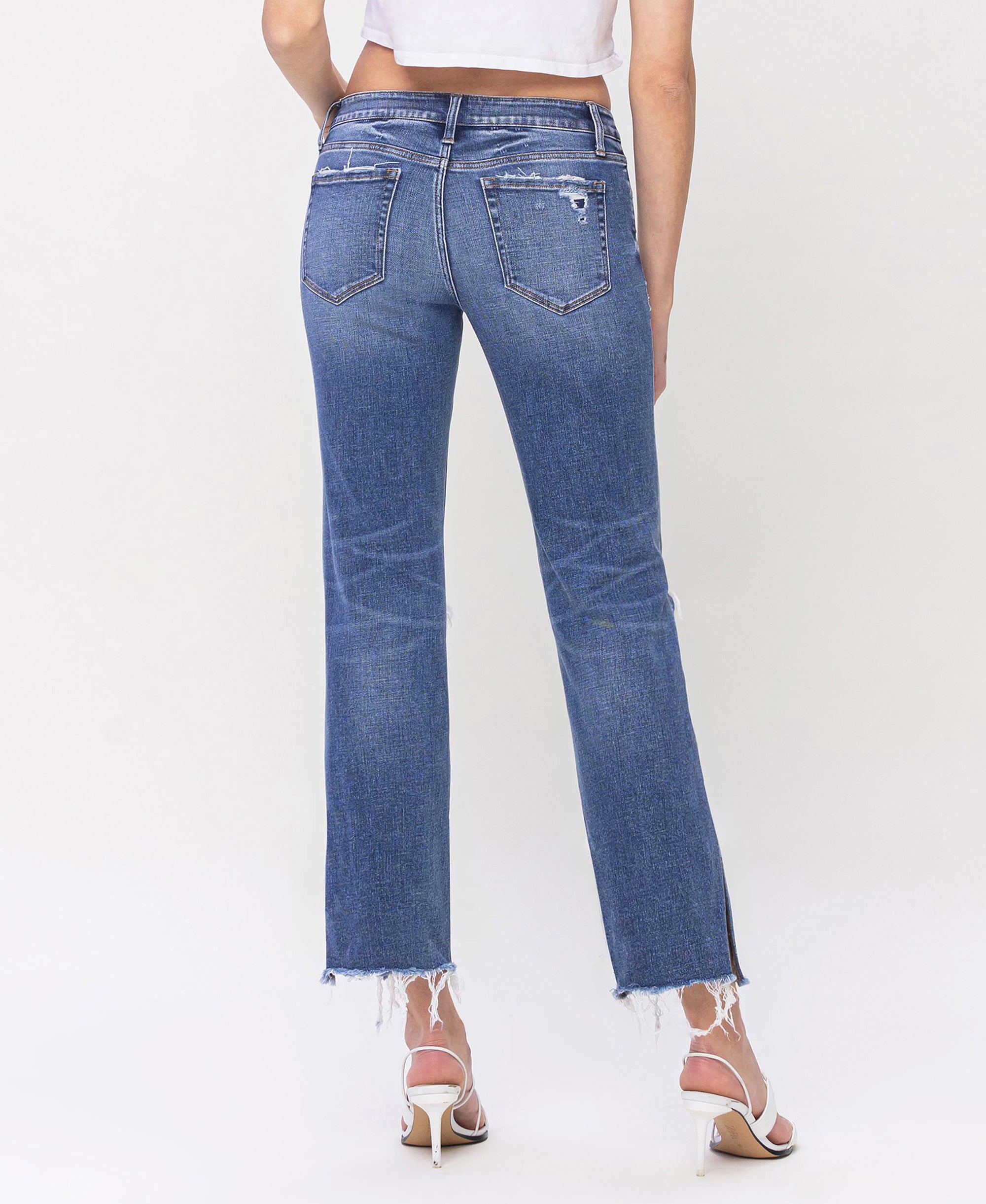 New! FREE PEOPLE Distressed Cropped Skinny Blue Jeans Size 27 Mid-Rise shops Stretchy