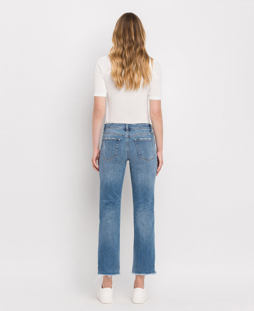 Back product images of Stately - Mid Rise Mini Step Hem Cropped Straight Jeans