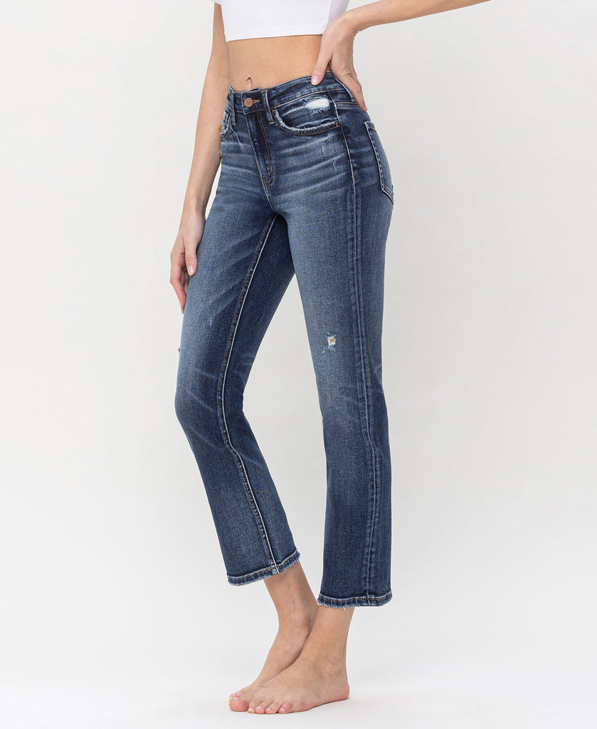 Left 45 degrees product image of Benefactor - High Rise Ankle Slim Straight Jeans
