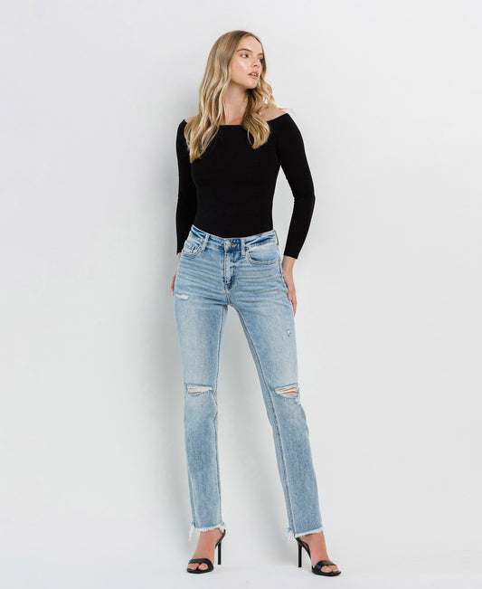 Front product images of Pamper - High Rise Slim Straight Jeans