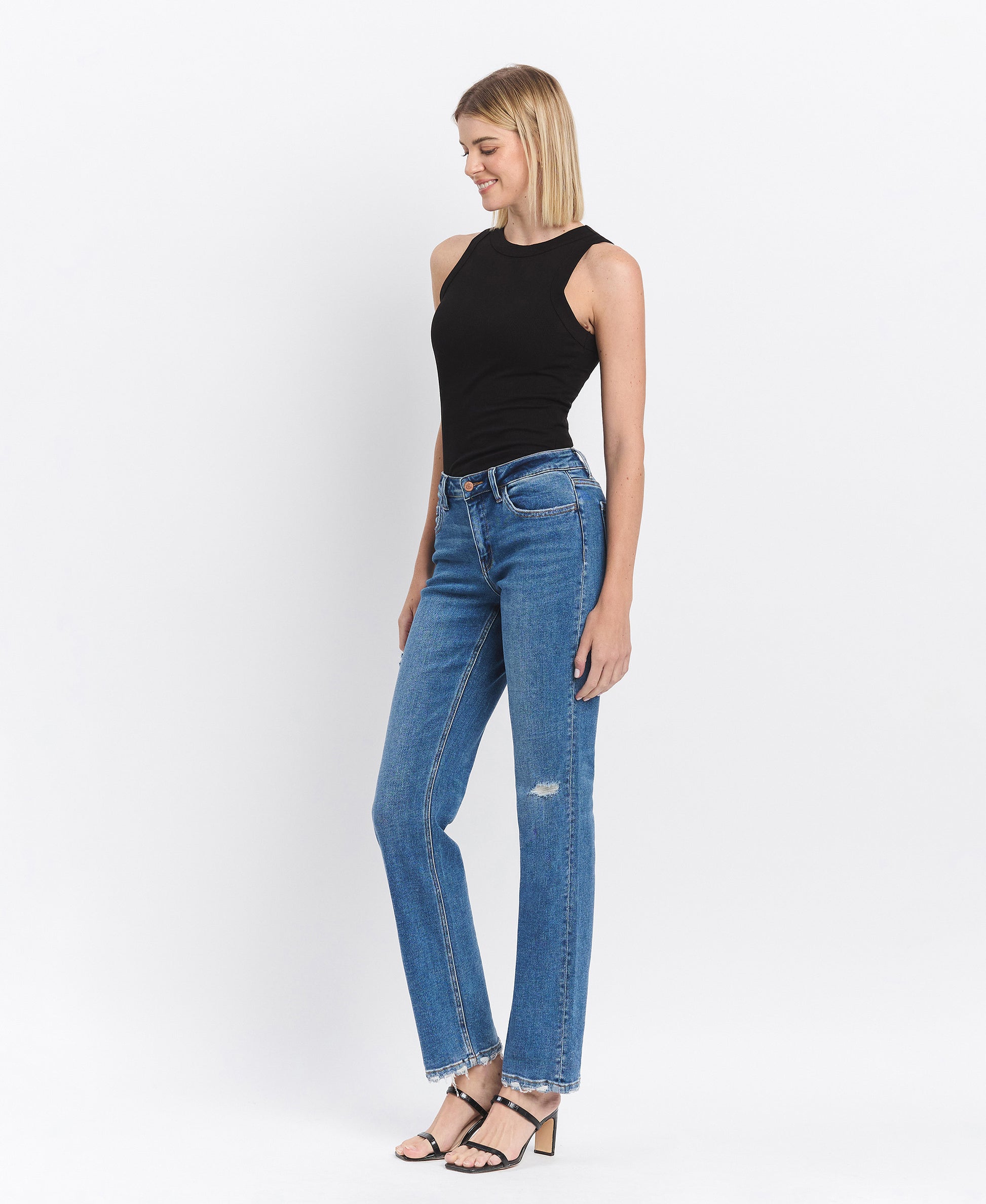 Left 45 degrees product image of Dumbfounding - Mid Rise Regular Straight Jeans