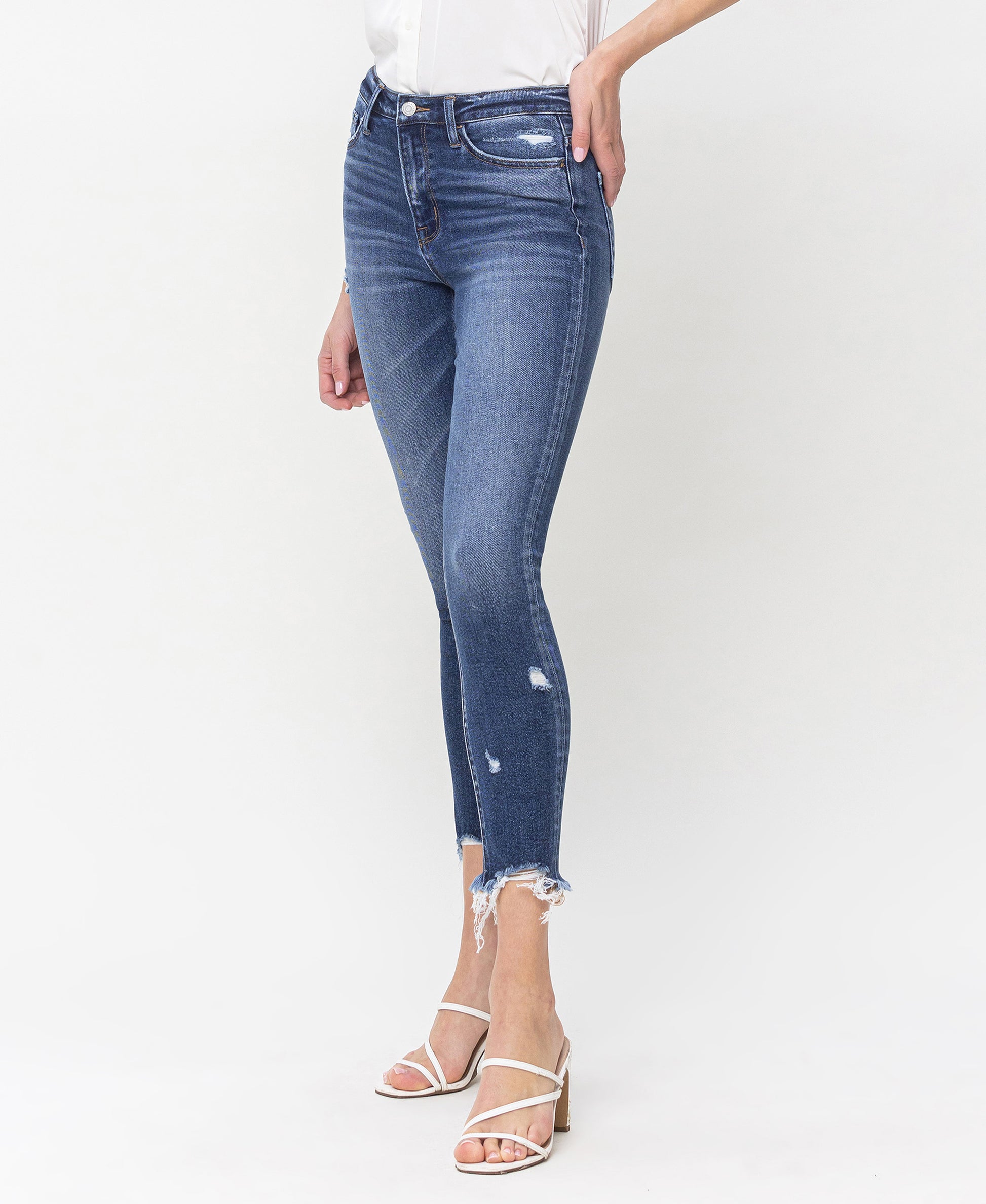 Left 45 degrees product image of Counter Attack - High Rise Crop Skinny Jeans