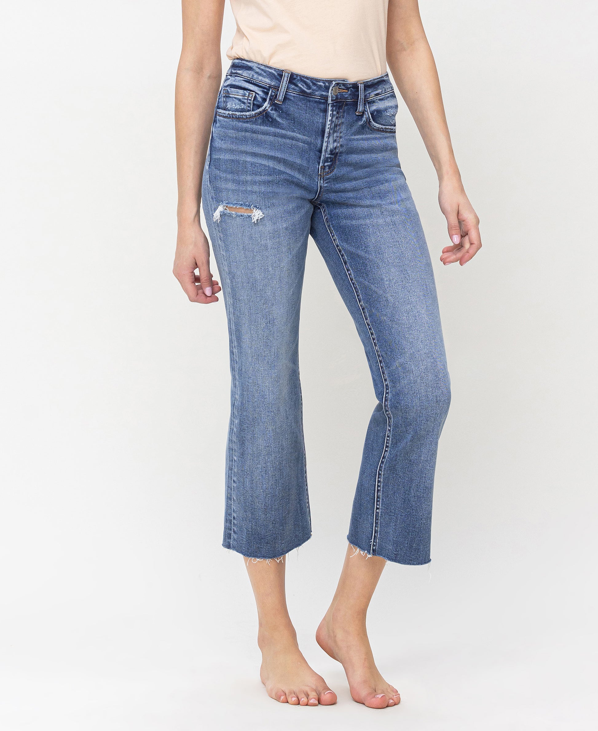 Worked - High Rise Cropped Straight Jeans