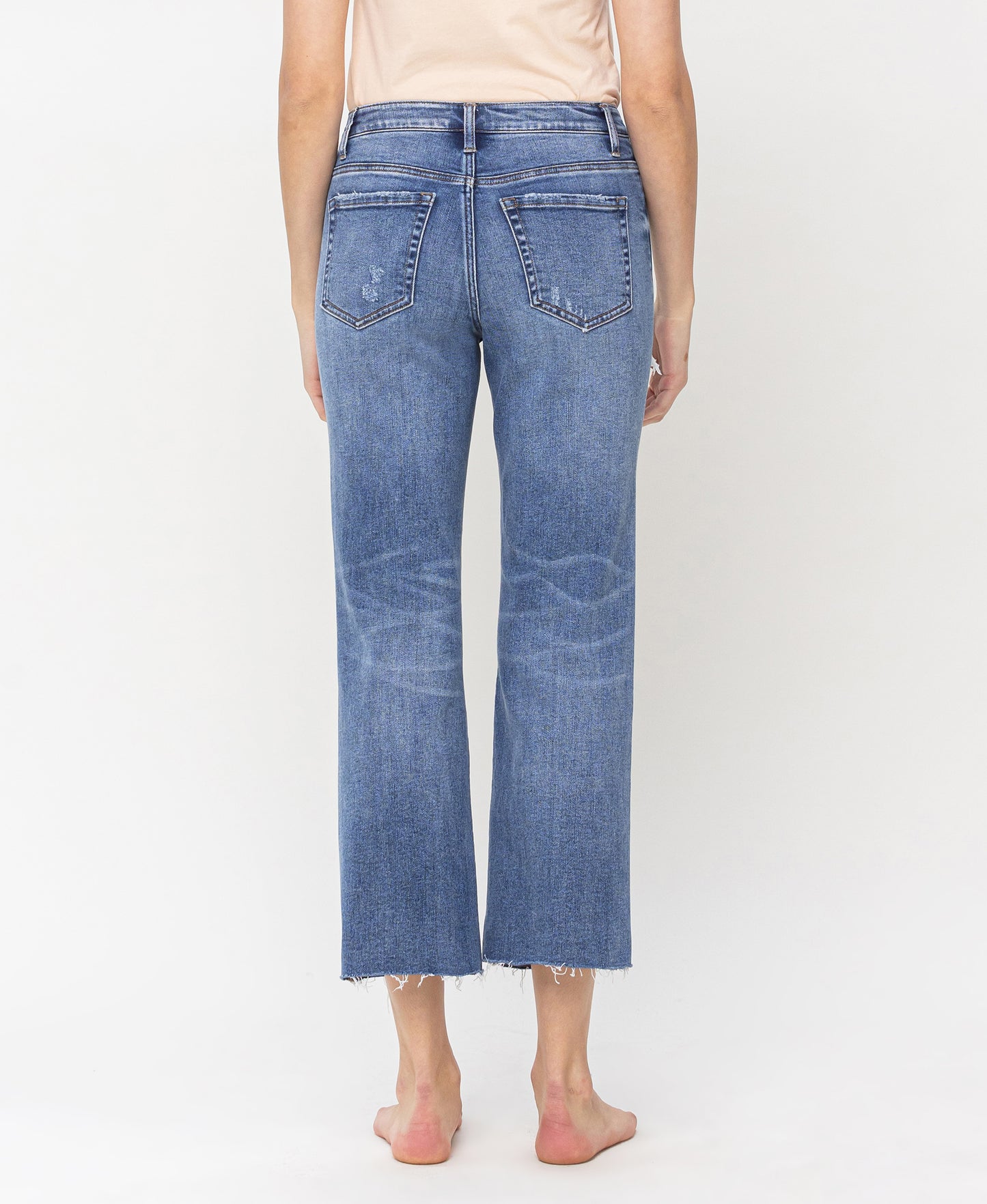 Back product images of Worked - High Rise Cropped Straight Jeans