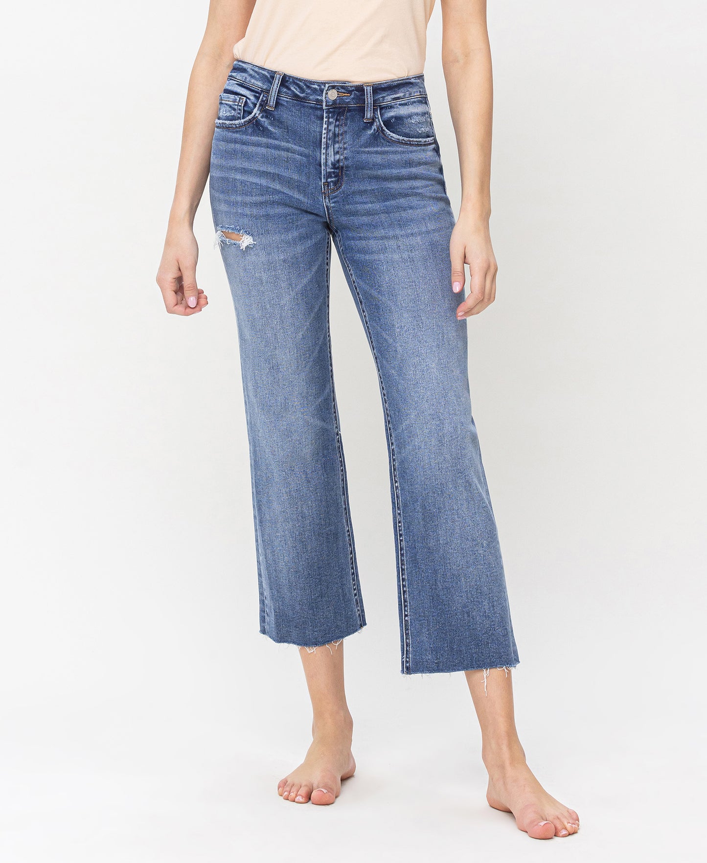 Front product images of Worked - High Rise Cropped Straight Jeans