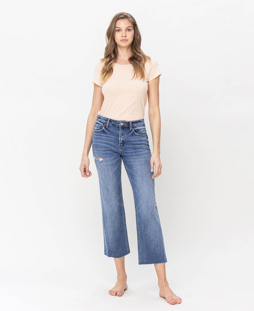 Front product images of Worked - High Rise Cropped Straight Jeans