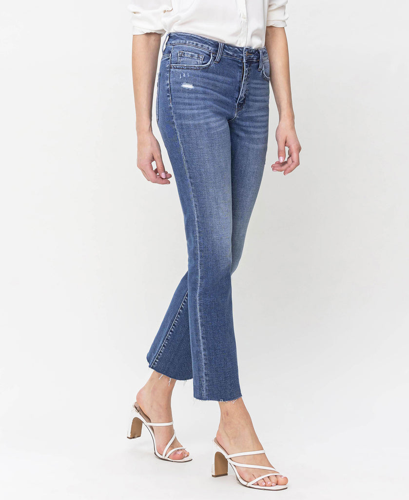 Right 45 degrees product image of Prudent - High Rise Raw Hem Straight Jeans