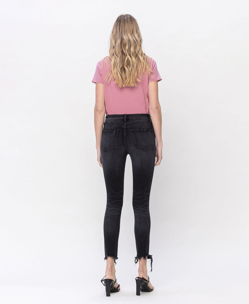Back product images of Noteworthy - Mid Rise Crop Destroyed Hem Skinny Jeans