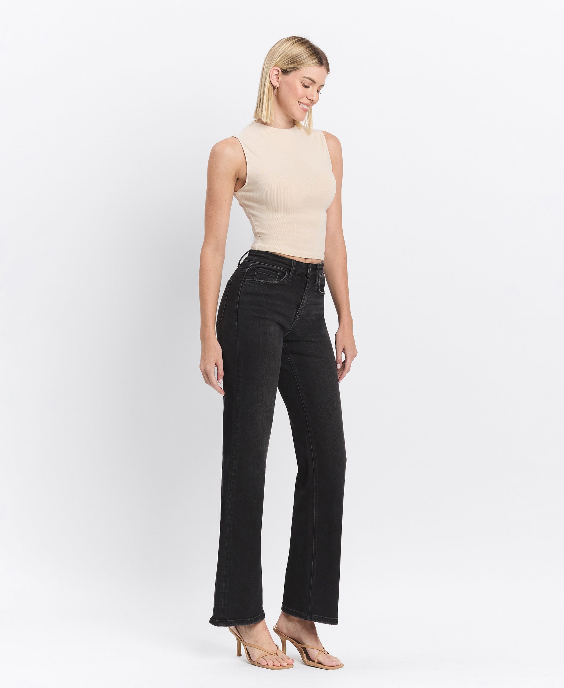 Right 45 degrees product image of Encourage - High Rise Loose Fit Wide Jeans