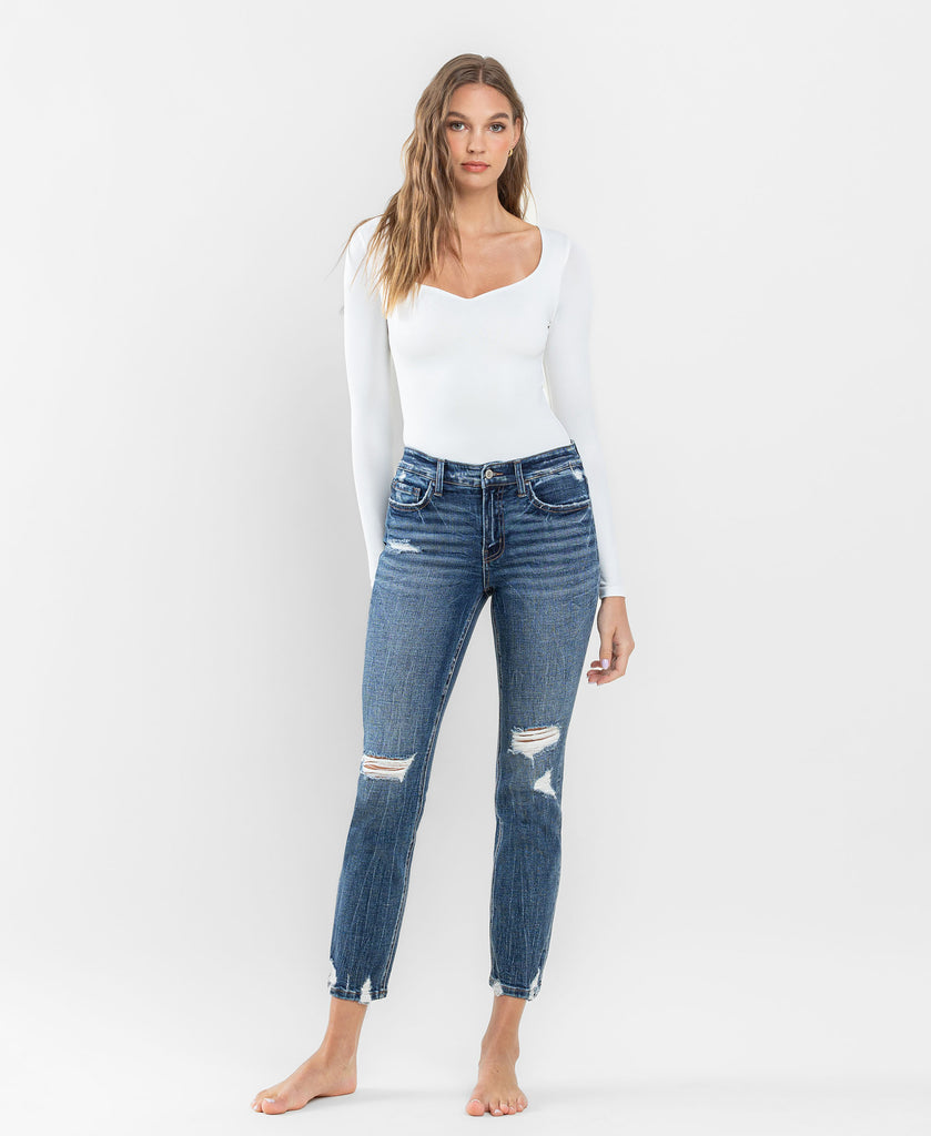 Front product images of Providence - Mid Rise Distressed Crop Slim Straight Jeans