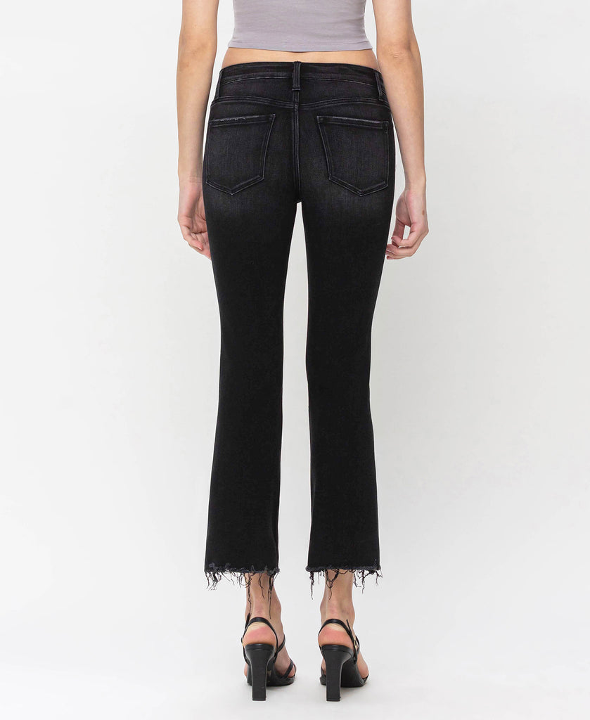 Back product images of Reasonable - Mid Rise Crop Flare W Distressed Raw Hem Jeans