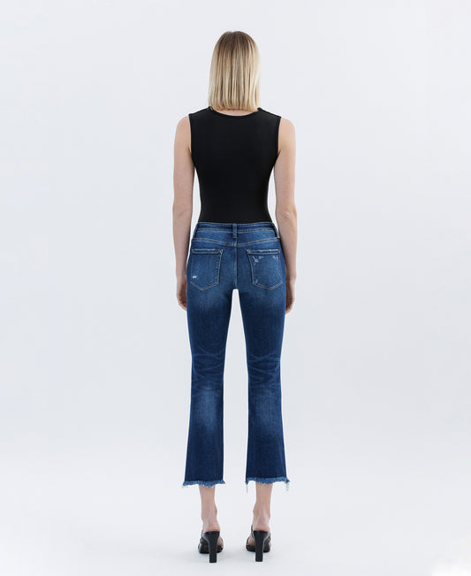 Back product images of Stunned - Low Rise Raw Hem Crop Slim Straight Jeans