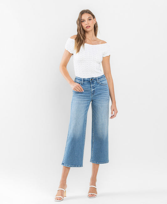 Beckoned - High Rise Crop Wide Leg Jeans