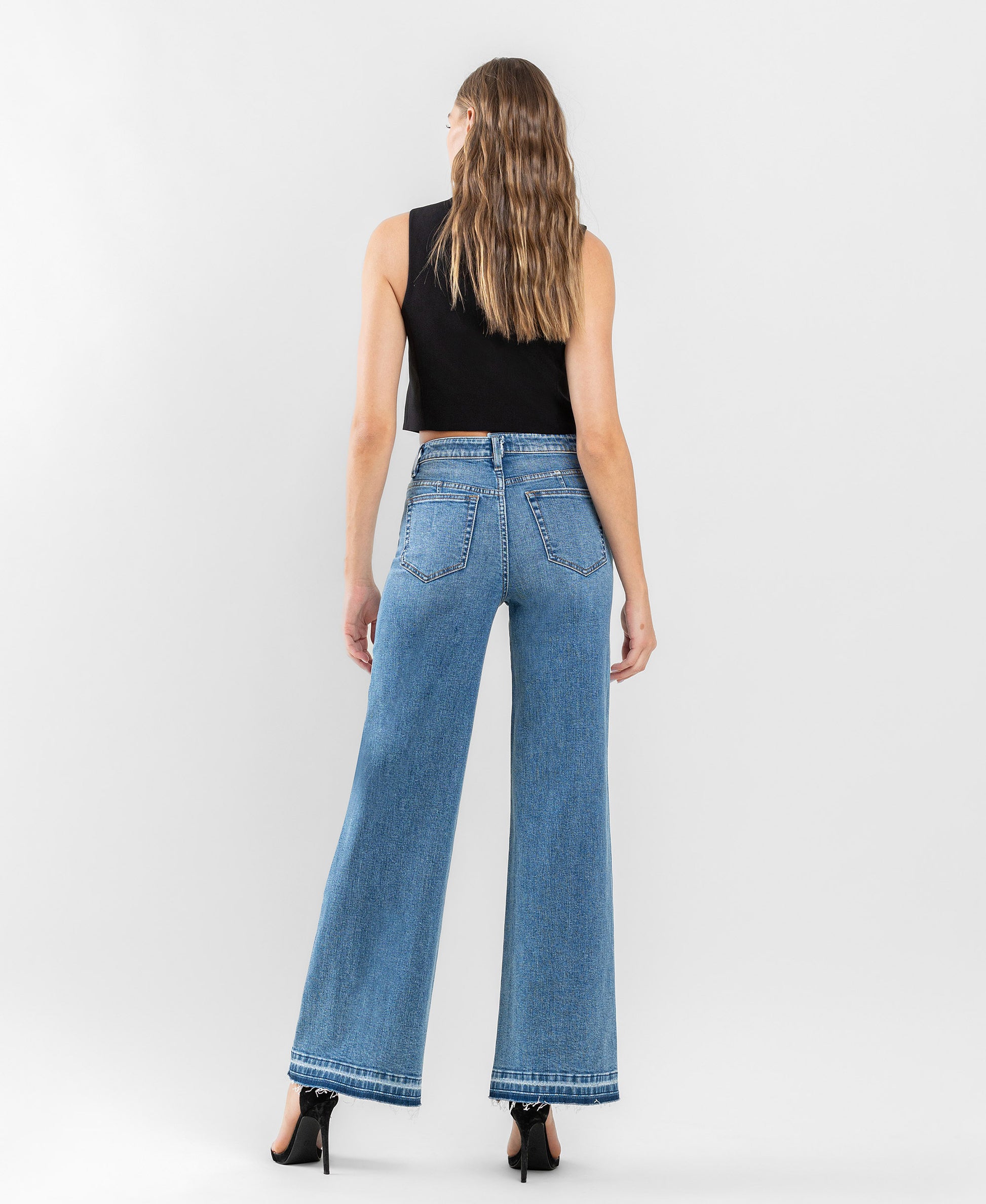 Back product images of Resolute - Super High Rise Split Seam Wide Leg Jeans