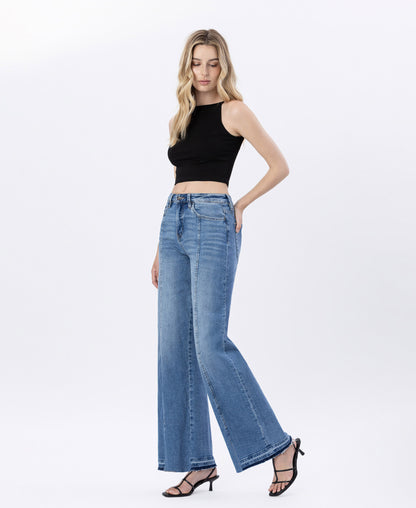 Left 45 degrees product image of Resolute - Super High Rise Split Seam Wide Leg Jeans