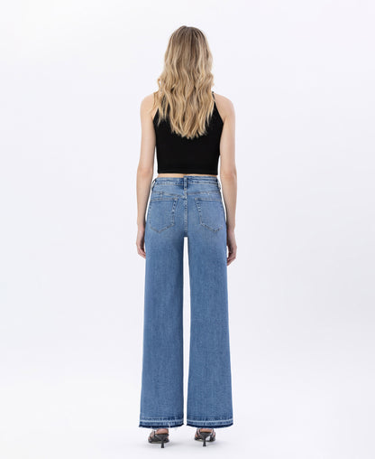 back image of Resolute - Super High Rise Split Seam Wide Leg Jeans
