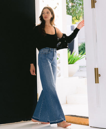 Editorial image of Resolute - Super High Rise Split Seam Wide Leg Jeans