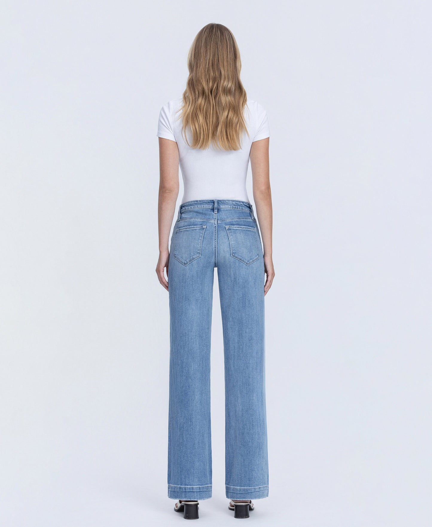 Back product images of Permissible - High Rise Trouser Hem Wide Leg Jeans