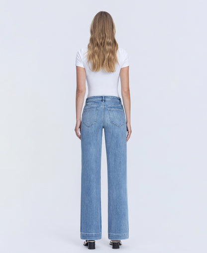 Back product images of Permissible - High Rise Trouser Hem Wide Leg Jeans