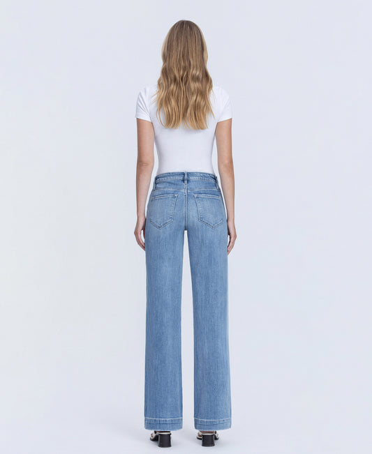 Back product images of Permissible - High Rise Trouser Hem Wide Leg Jeans