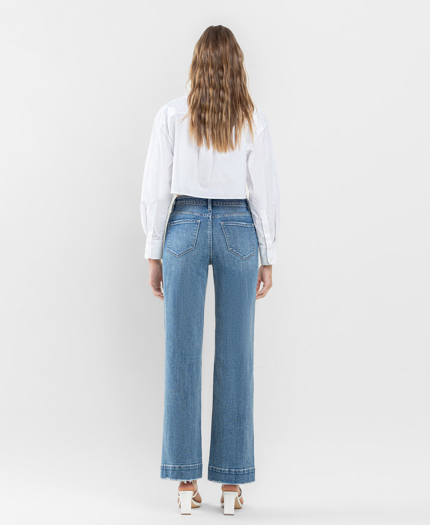 Back product images of Permissible - High Rise Trouser Hem Wide Leg Jeans
