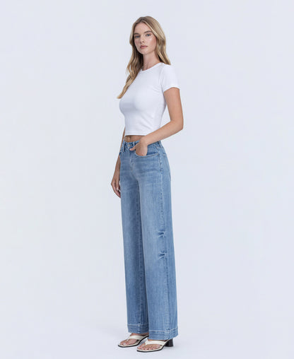 Left 45 degrees product image of Permissible - High Rise Trouser Hem Wide Leg Jeans