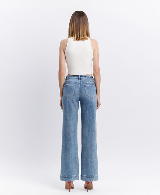 Back product images of Permissible - High Rise Trouser Hem Wide Leg Jeans