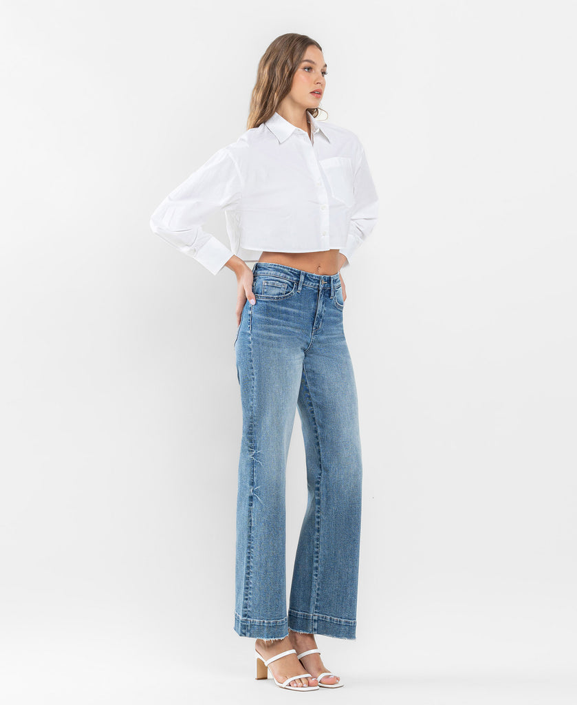 Right 45 degrees product image of Permissible - High Rise Trouser Hem Wide Leg Jeans
