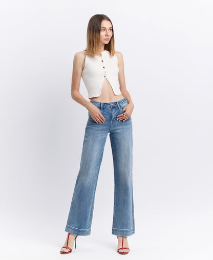 Front product images of Permissible - High Rise Trouser Hem Wide Leg Jeans